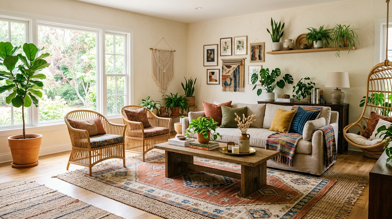 Use warm wood tones to ground the mix